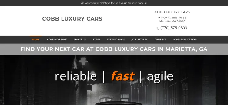Screenshot Cobb Luxury Cars
