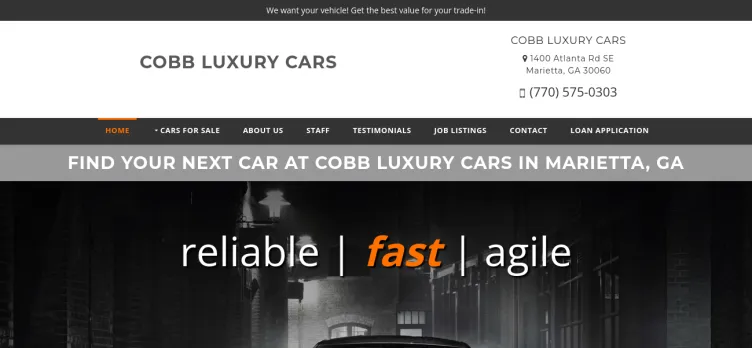 Screenshot Cobb Luxury Cars