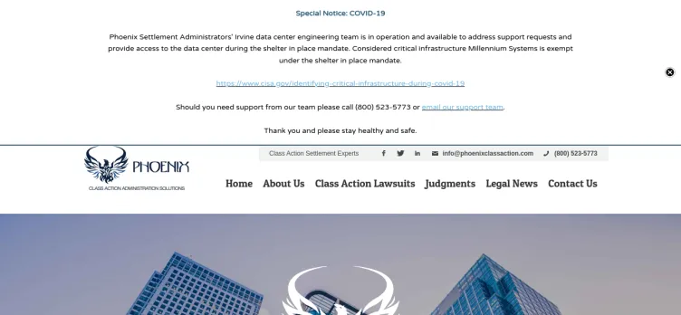 Screenshot Phoenix Class Action Administration Solutions