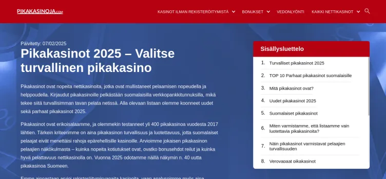 Screenshot Pikakasinoja