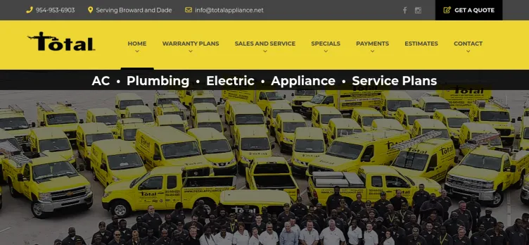 Screenshot Total Appliance & Air Conditioning Repairs