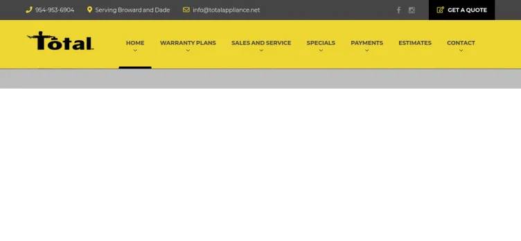 Screenshot Total Appliance & Air Conditioning Repairs