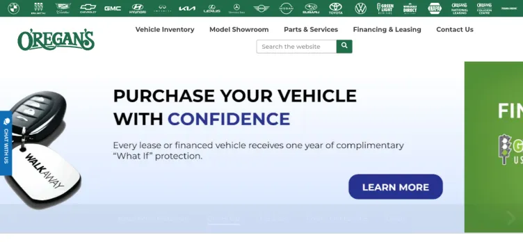 Screenshot O'Regan's Automotive Group