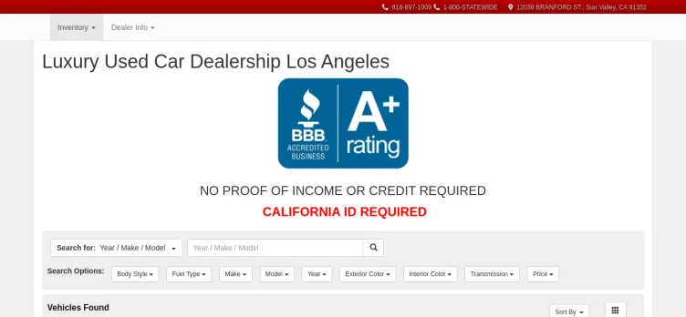 Screenshot Statewide Auto Sales
