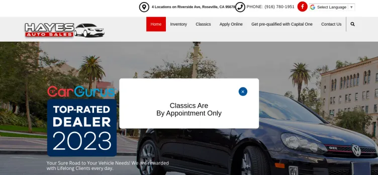 Screenshot Hayes Auto Sales