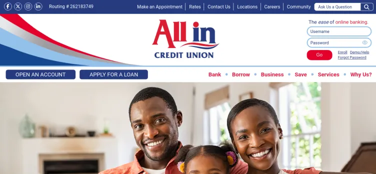 Screenshot All In Credit Union