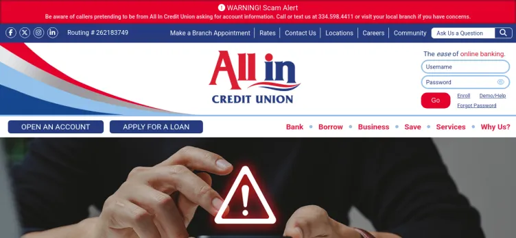 Screenshot All In Credit Union