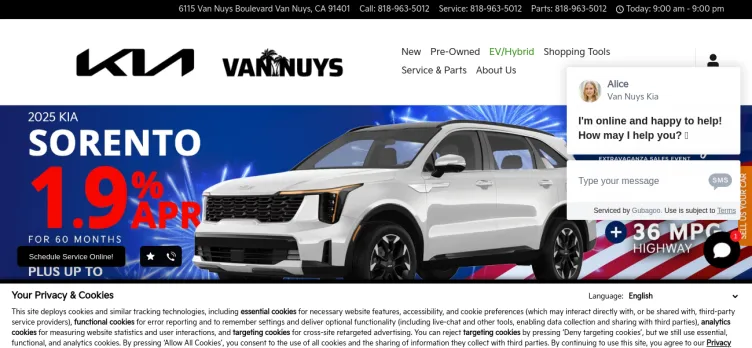 Screenshot Van Nuys Kia