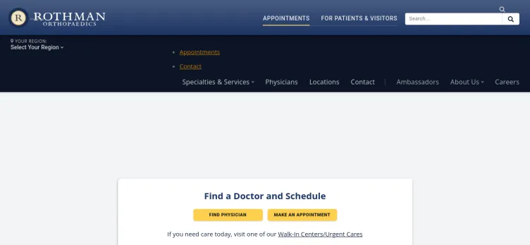 Screenshot Rothman Orthopaedic Institute