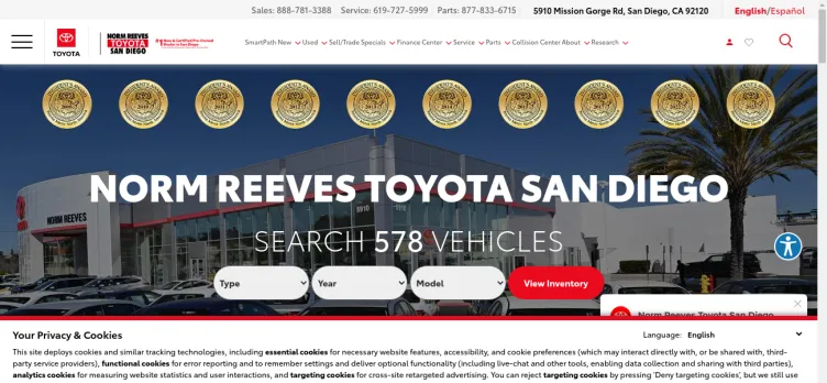 Screenshot Norm Reeves Toyota San Diego