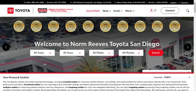 Screenshot Norm Reeves Toyota San Diego