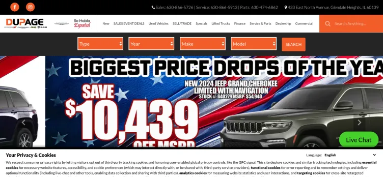 Screenshot Dupage Chrysler Dodge Jeep Ram