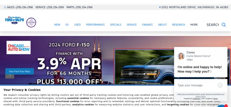 Screenshot Currie Motors Ford of Valpo