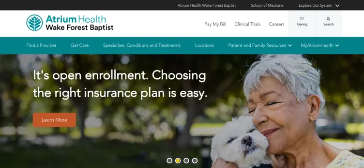 Screenshot Atrium Health Wake Forest Baptist