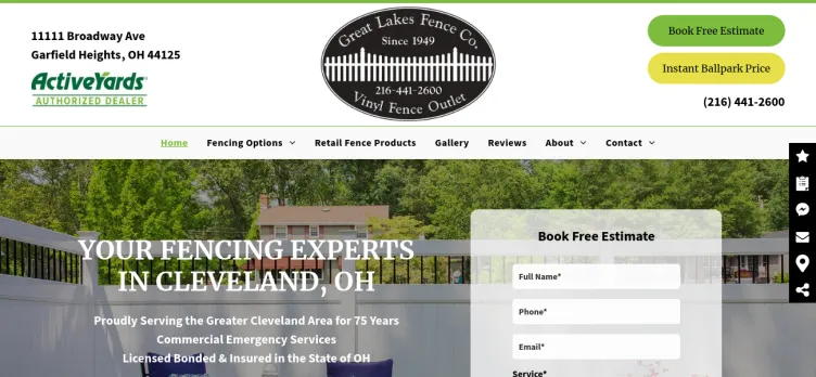 Screenshot Great Lakes Fence Company