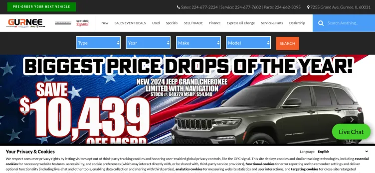 Screenshot Gurnee Chrysler Dodge Jeep Ram