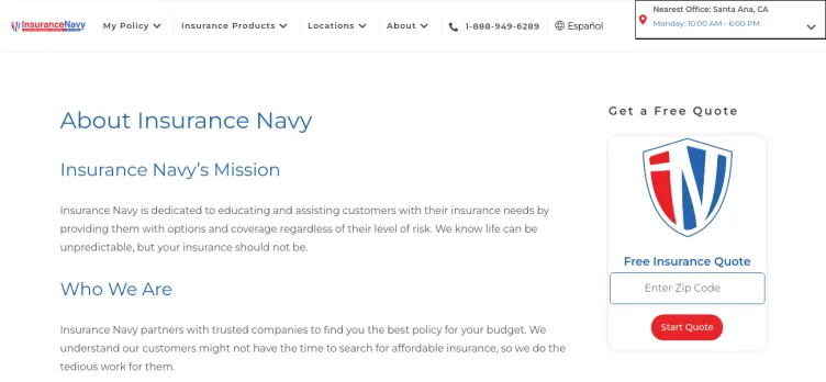 Screenshot Insurance Navy Brokers
