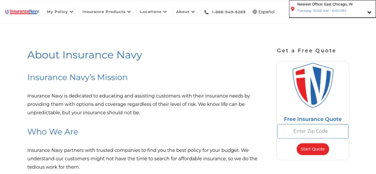 Screenshot Insurance Navy Brokers