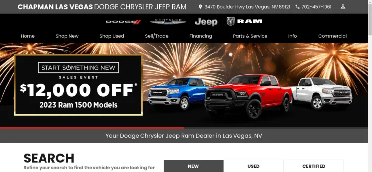 Screenshot Chapman's Las Vegas Dodge Chrysler Jeep Ram