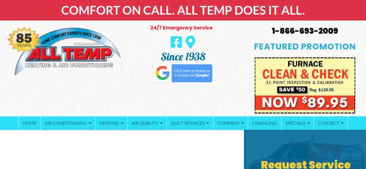 Screenshot All Temp Chicagoland Heating and Air Conditioning