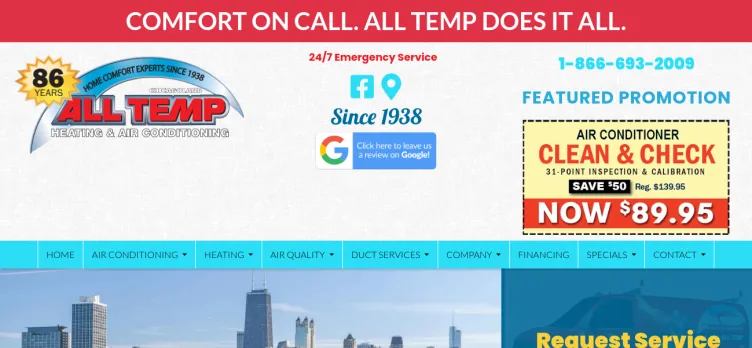 Screenshot All Temp Chicagoland Heating and Air Conditioning