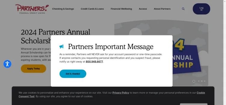 Screenshot Partners Federal Credit Union