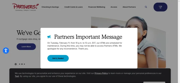 Screenshot Partners Federal Credit Union