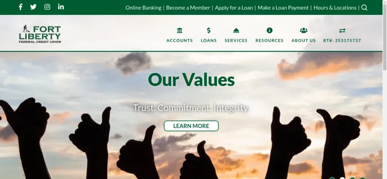 Screenshot Fort Bragg Federal Credit Union