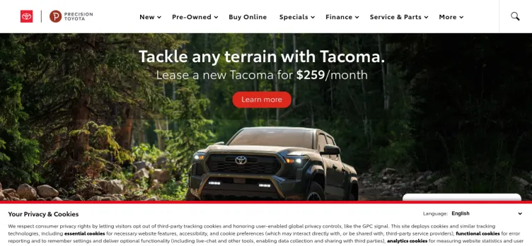 Screenshot Precision Toyota of Tucson