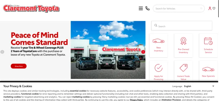 Screenshot Claremont Toyota