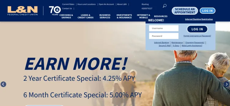 Screenshot L & N Federal Credit Union