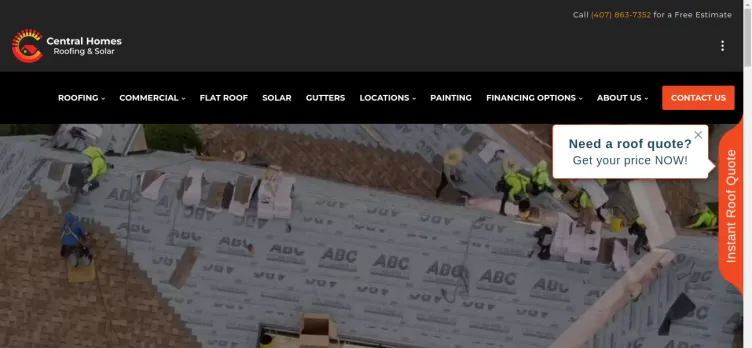 Screenshot Central Homes Roofing & Solar
