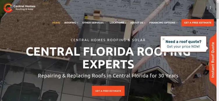 Screenshot Central Homes Roofing & Solar