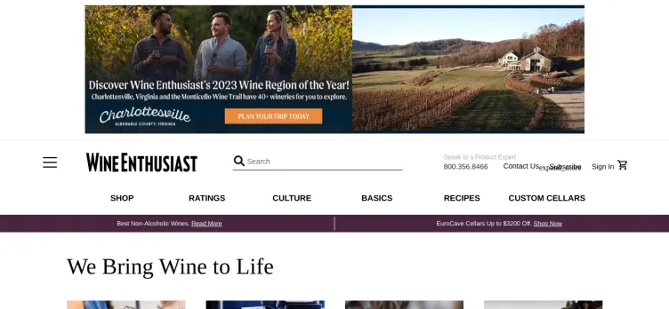 Screenshot Wine Enthusiast Magazine