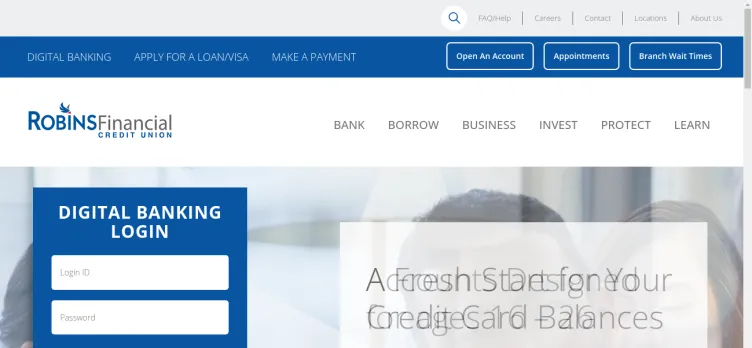 Screenshot Robins Financial Credit Union