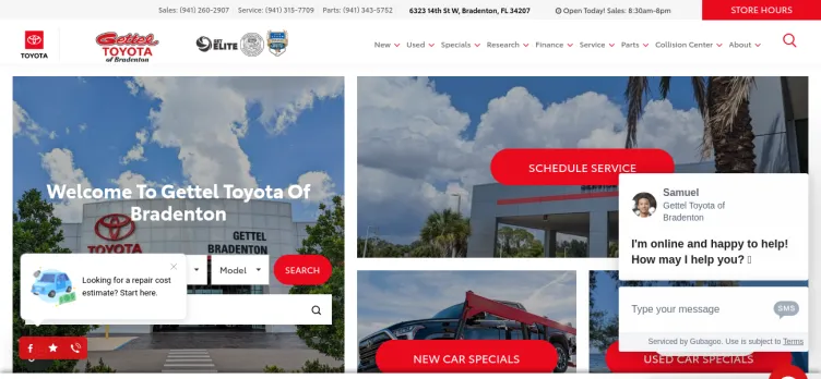 Screenshot Gettel Toyota of Bradenton