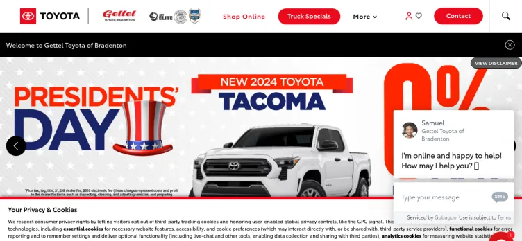 Screenshot Gettel Toyota of Bradenton