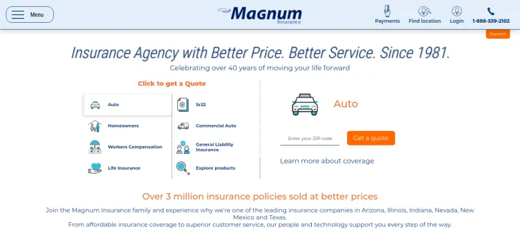 Screenshot Magnum Insurance Agency