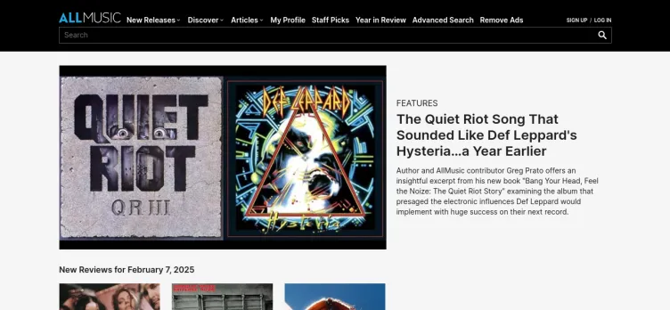 Screenshot AllMusic