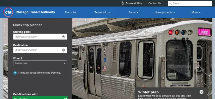 Screenshot Chicago Transit Authority