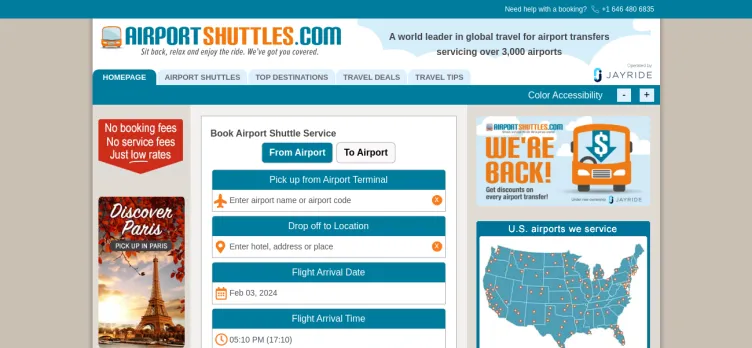 Screenshot AirportShuttles.com
