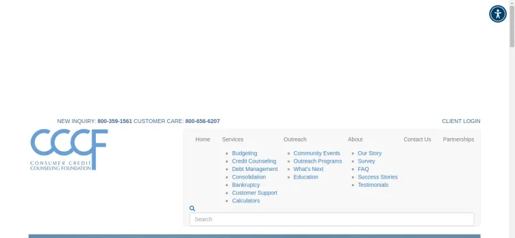 Screenshot Consumer Credit Counseling Foundation