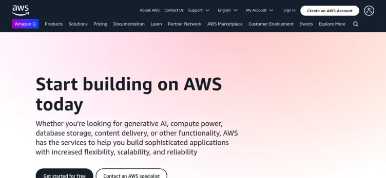 Screenshot Amazon Web Services (AWS)