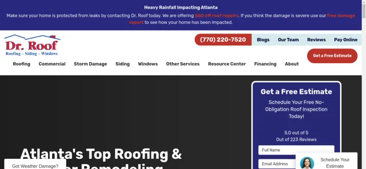 Screenshot Dr. Roof Atlanta