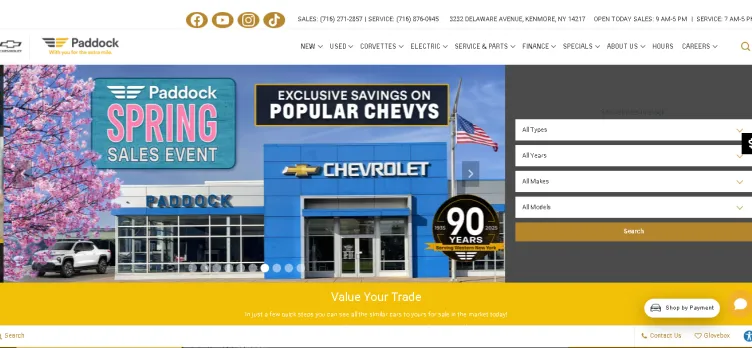 Screenshot Paddock Chevrolet