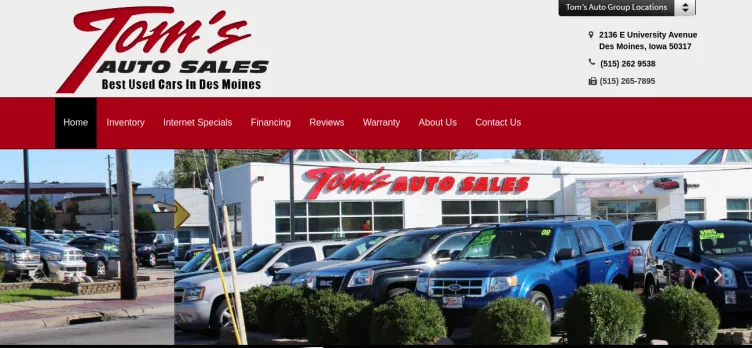 Screenshot Tom's Auto Sales