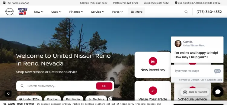 Screenshot United Nissan Reno