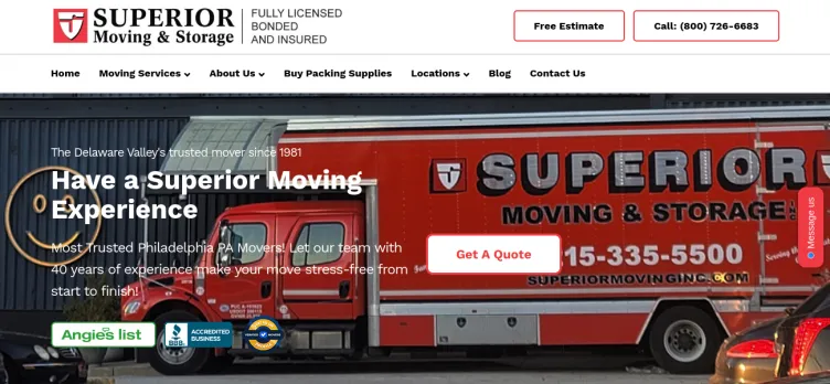 Screenshot Superior Moving & Storage, Incorporated