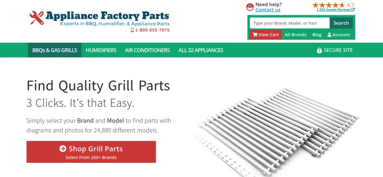 Screenshot Appliance Factory Parts