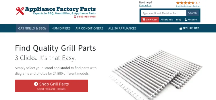 Screenshot Appliance Factory Parts